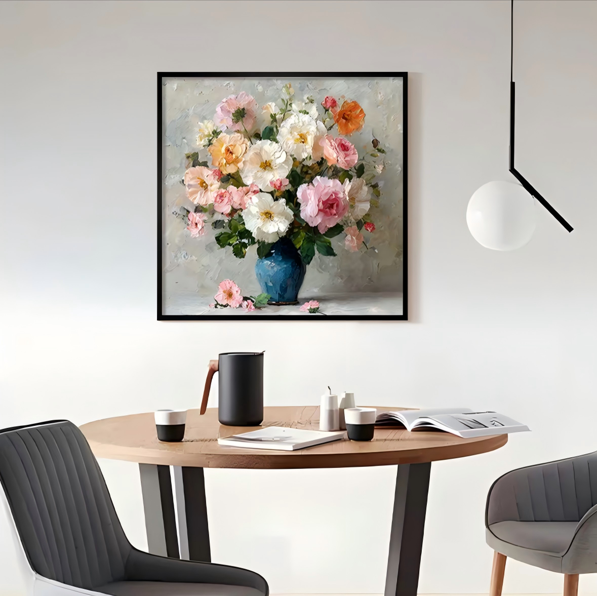 Luxury Handcrafted Texture Floral Wall Art Modern Vase Painting for Living Room Sofa Background